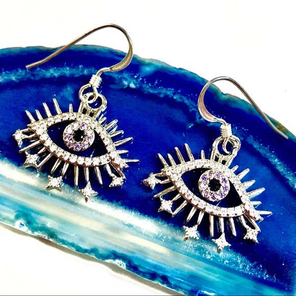 Evil Eye Earrings, Hamsa, Protection, Minimalist - Picture 3 of 9